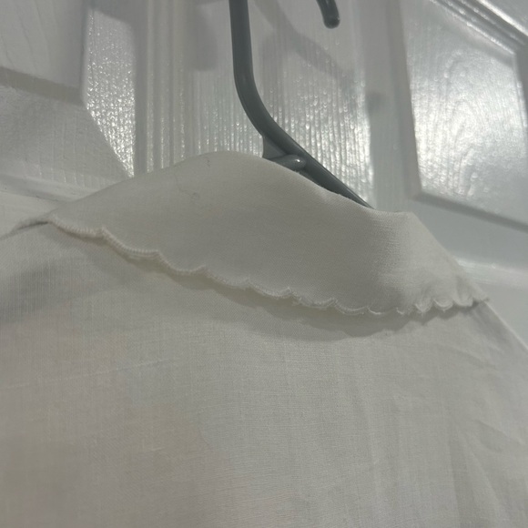 Vintage Hand Embroidered 100% Linen Button Down Short Sleeve Shirt Ivory White - Picture 7 of 11